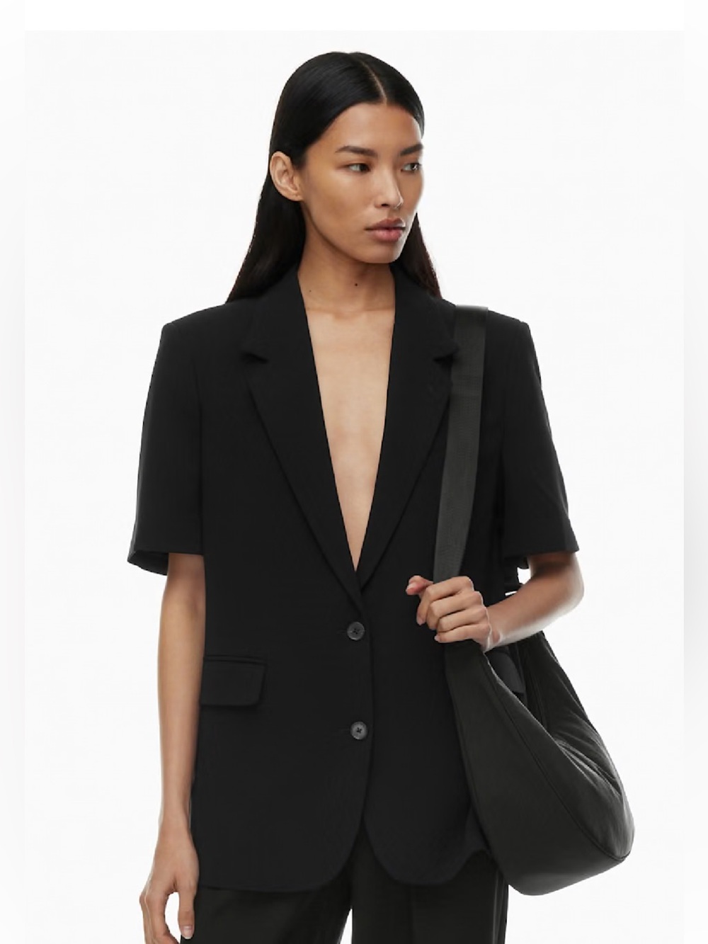 Babaton Oversized Black Short-Sleeve Tailored Blazer